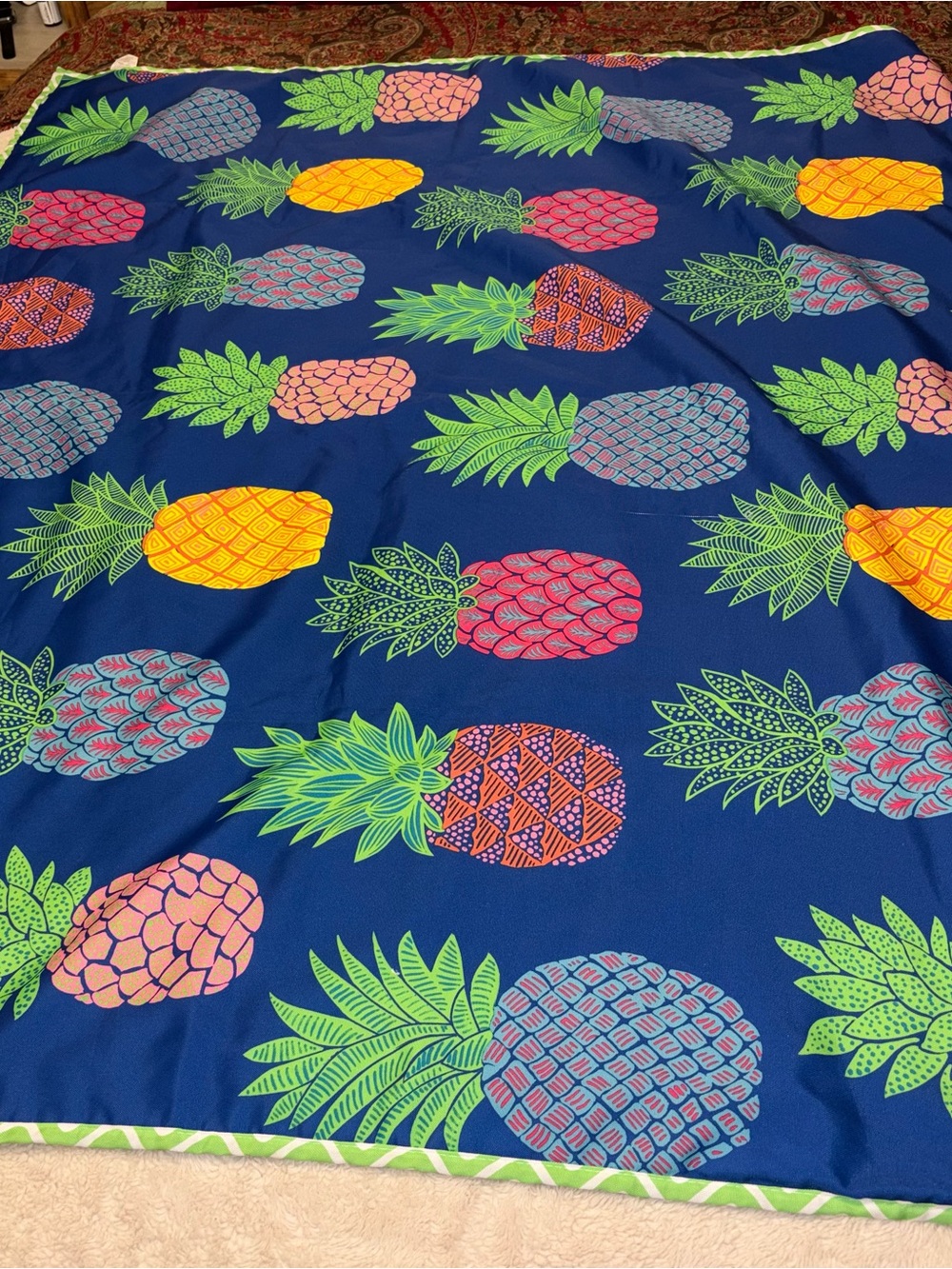 Pineapple Print Navy Bedding Throw MAX STUDIO HOME THROW BLANKET